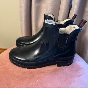 Tretorn Black Chelsea-Style Rain Boot (Brand Tag Visible)